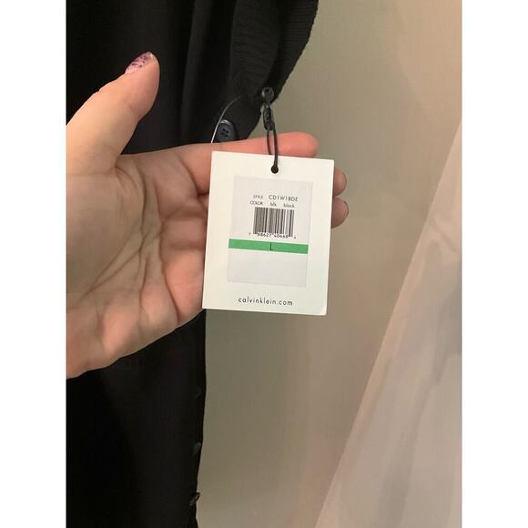 Calvin Klein Sweater Dress Womens Large Black 100% Acrylic Knit Loose Turtleneck - Picture 3 of 7